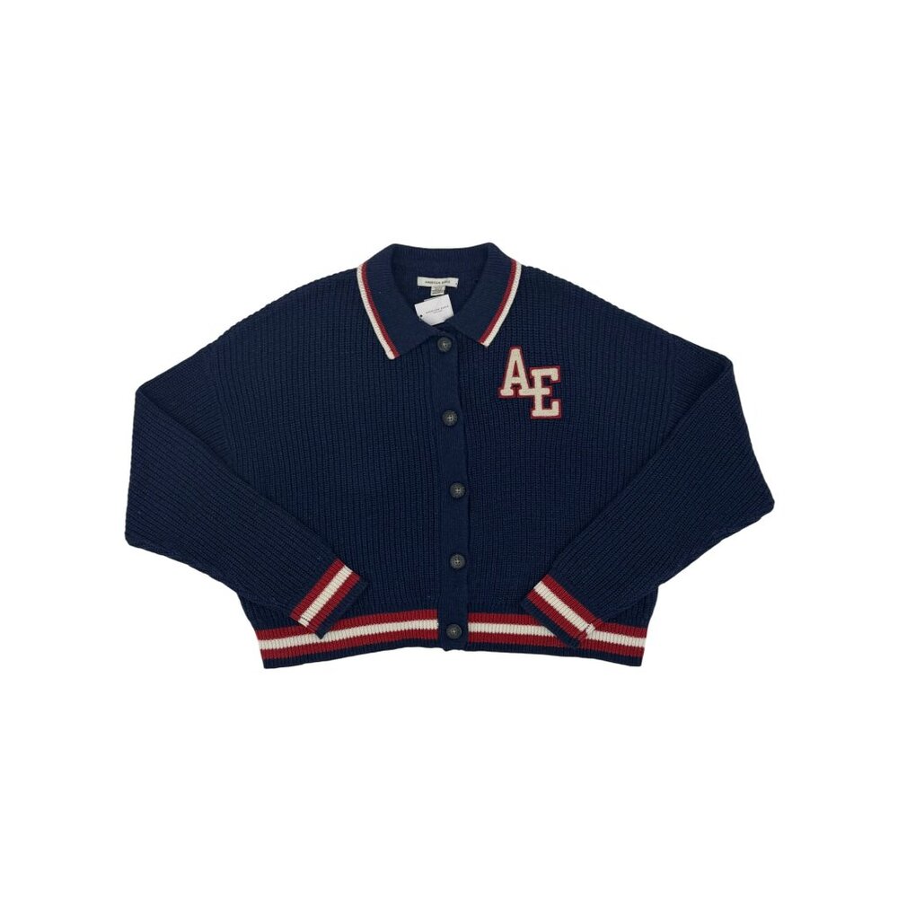 NWT American Eagle Cropped Letterman Cardigan Jacket • Y2K Preppy Collegiate S/M - Picture 4 of 16